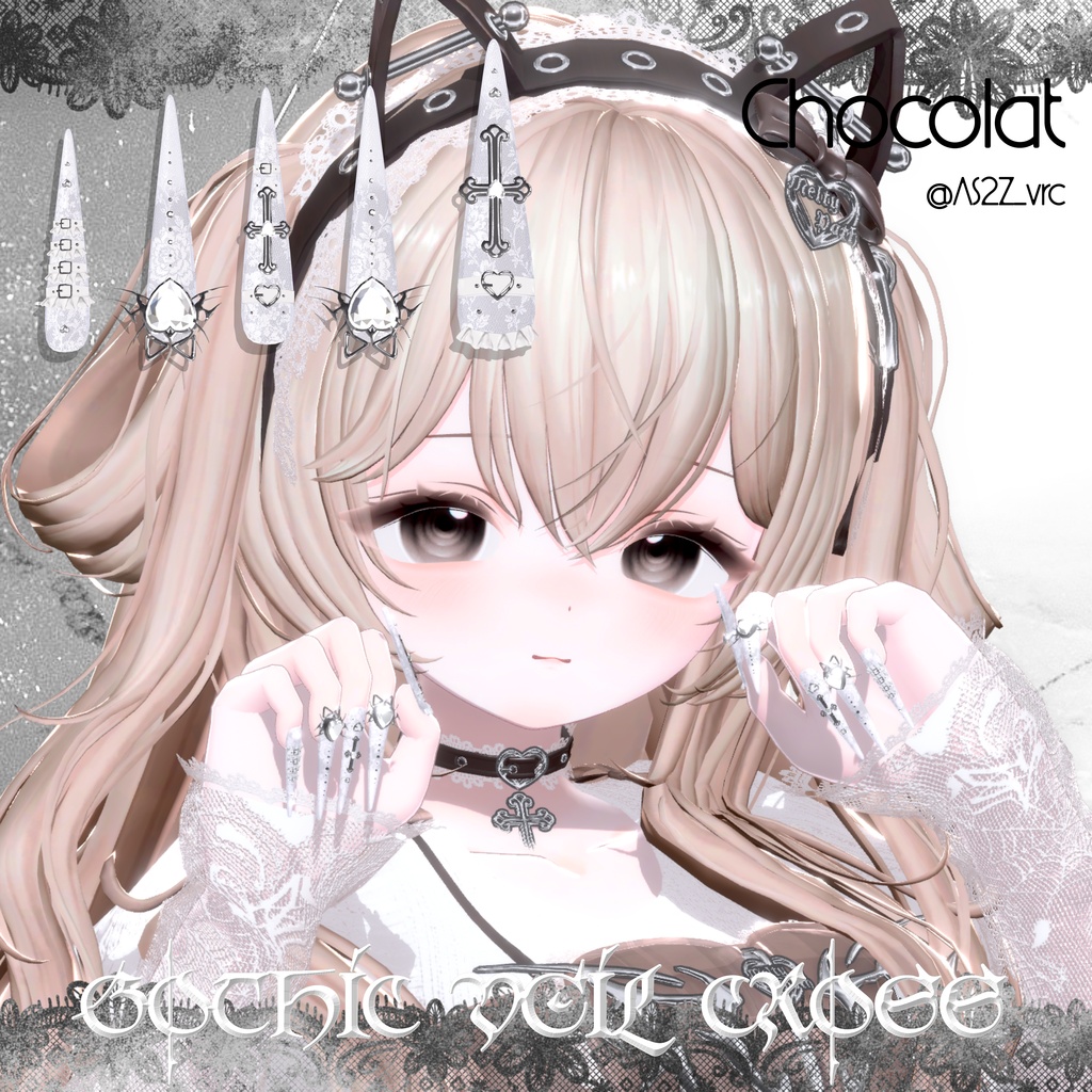 18アバター対応🖤MM×#OwnPathコラボ🐱Gothic Veil Cross🖤【NA対応】