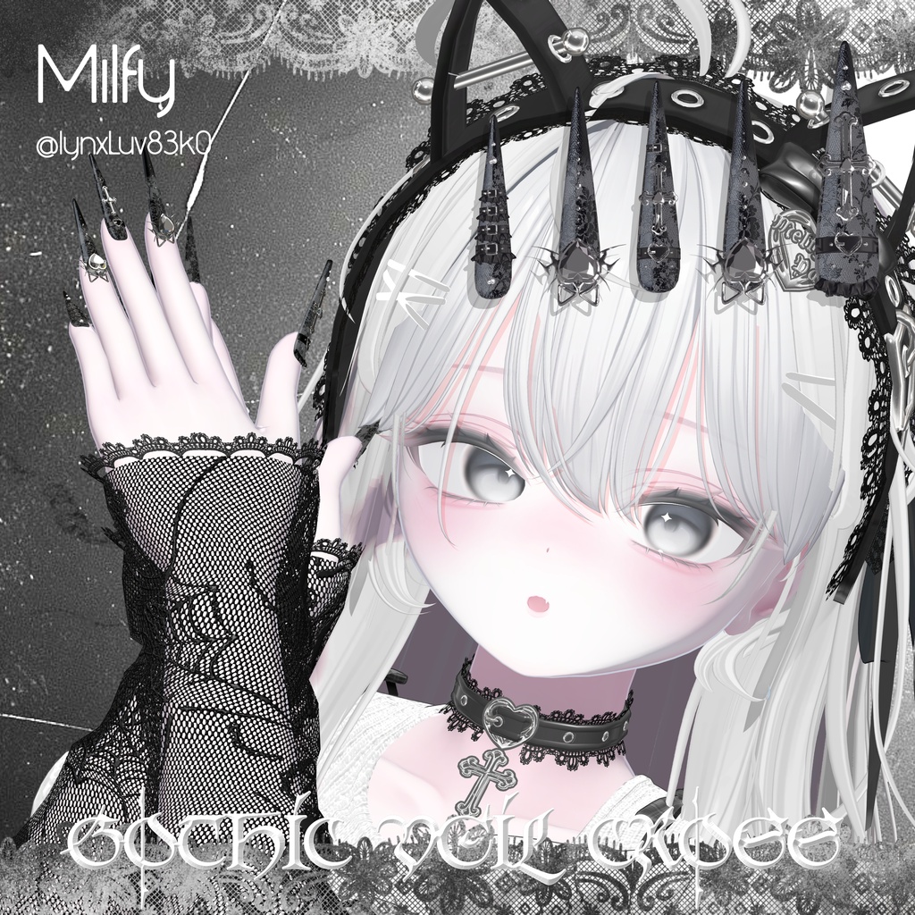 18アバター対応🖤MM×#OwnPathコラボ🐱Gothic Veil Cross🖤【NA対応】