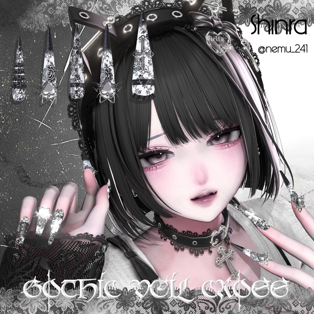 18アバター対応🖤MM×#OwnPathコラボ🐱Gothic Veil Cross🖤【NA対応】