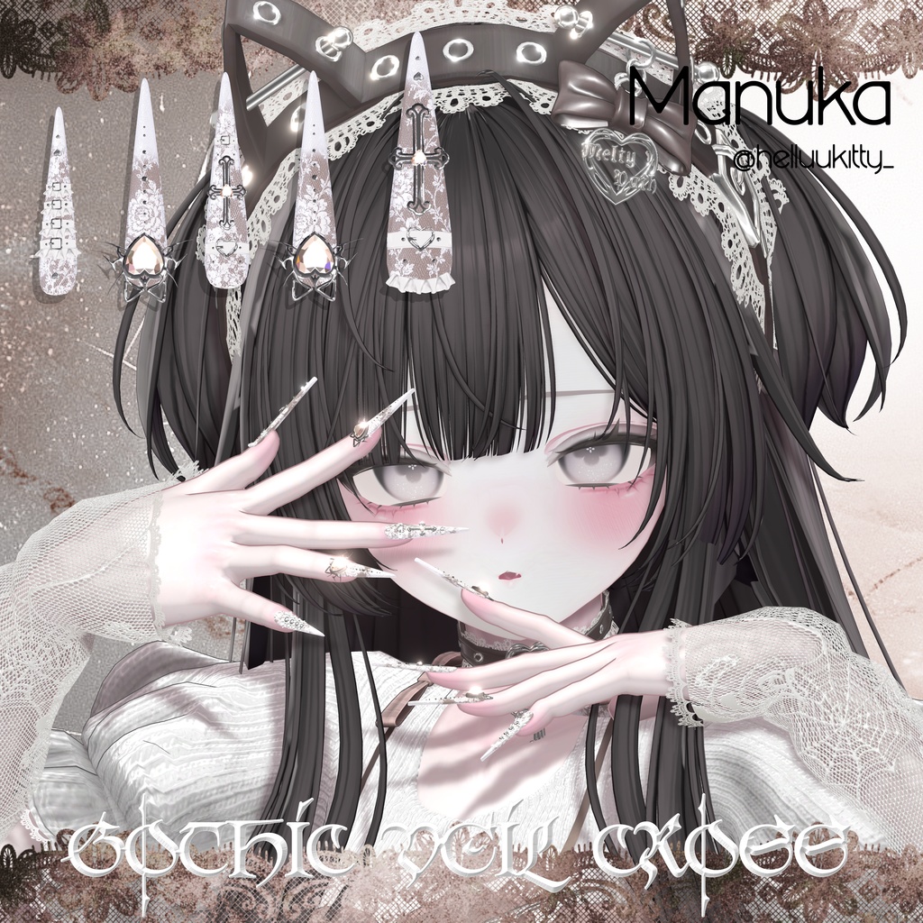 18アバター対応🖤MM×#OwnPathコラボ🐱Gothic Veil Cross🖤【NA対応】