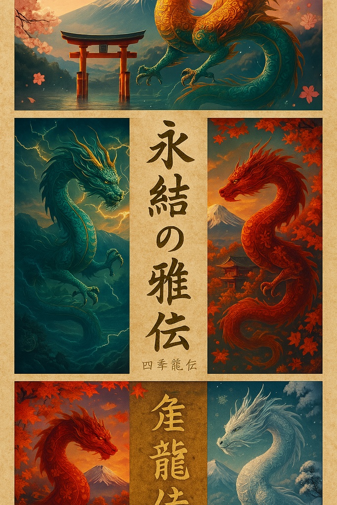 【永結の雅 – 四季龍伝】幻想和風スマホ壁紙 ３枚セット＋特典アート付き（30名限定）