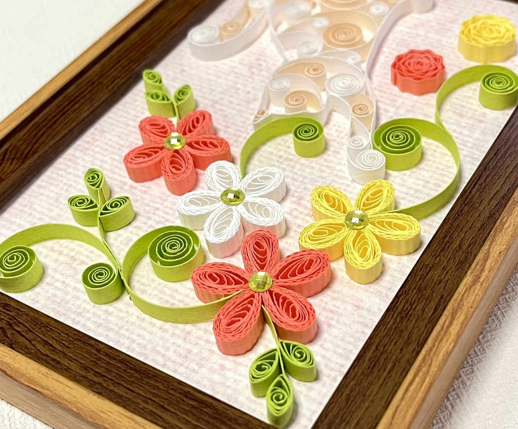 ペーパークイリング アート 猫とお花(B)