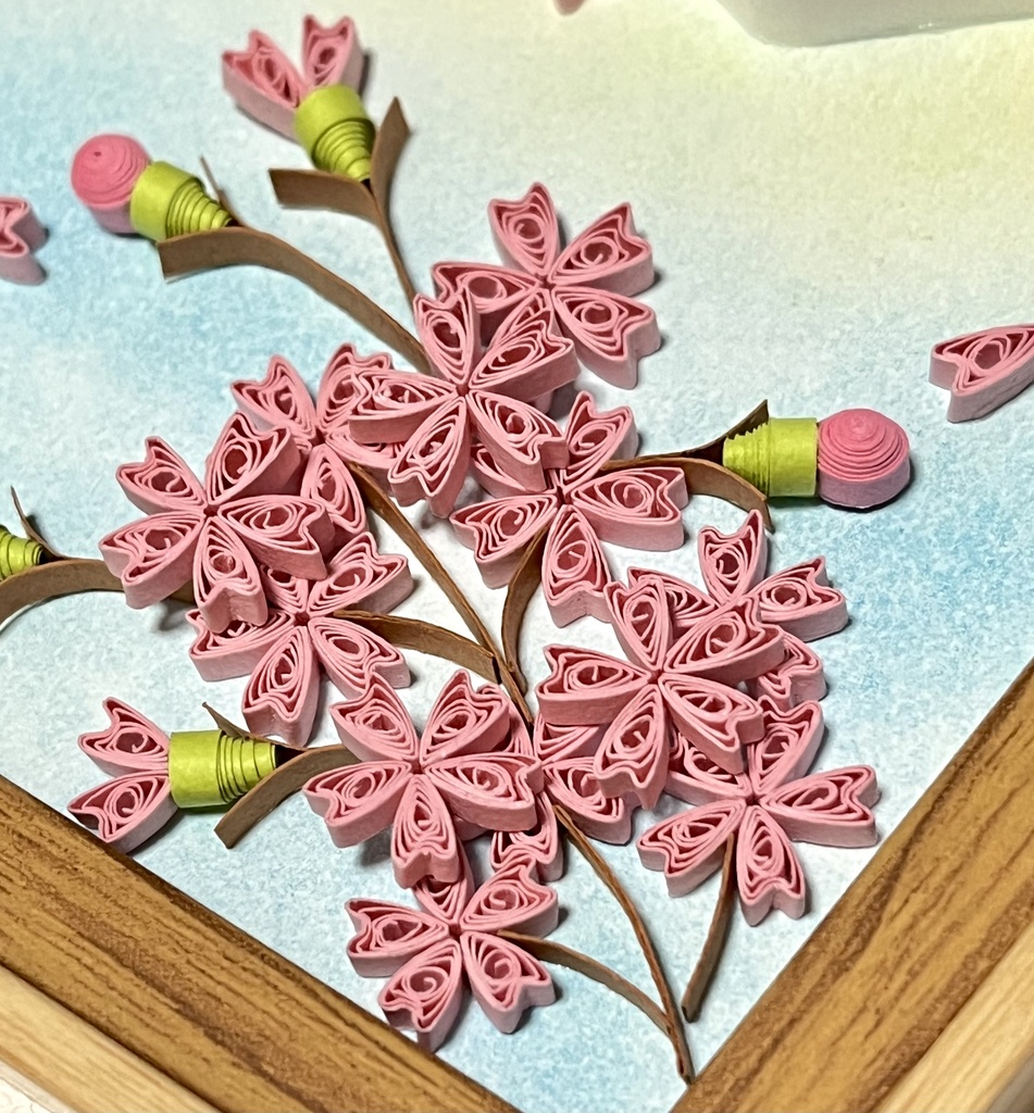 ペーパークイリング アート 富士と桜