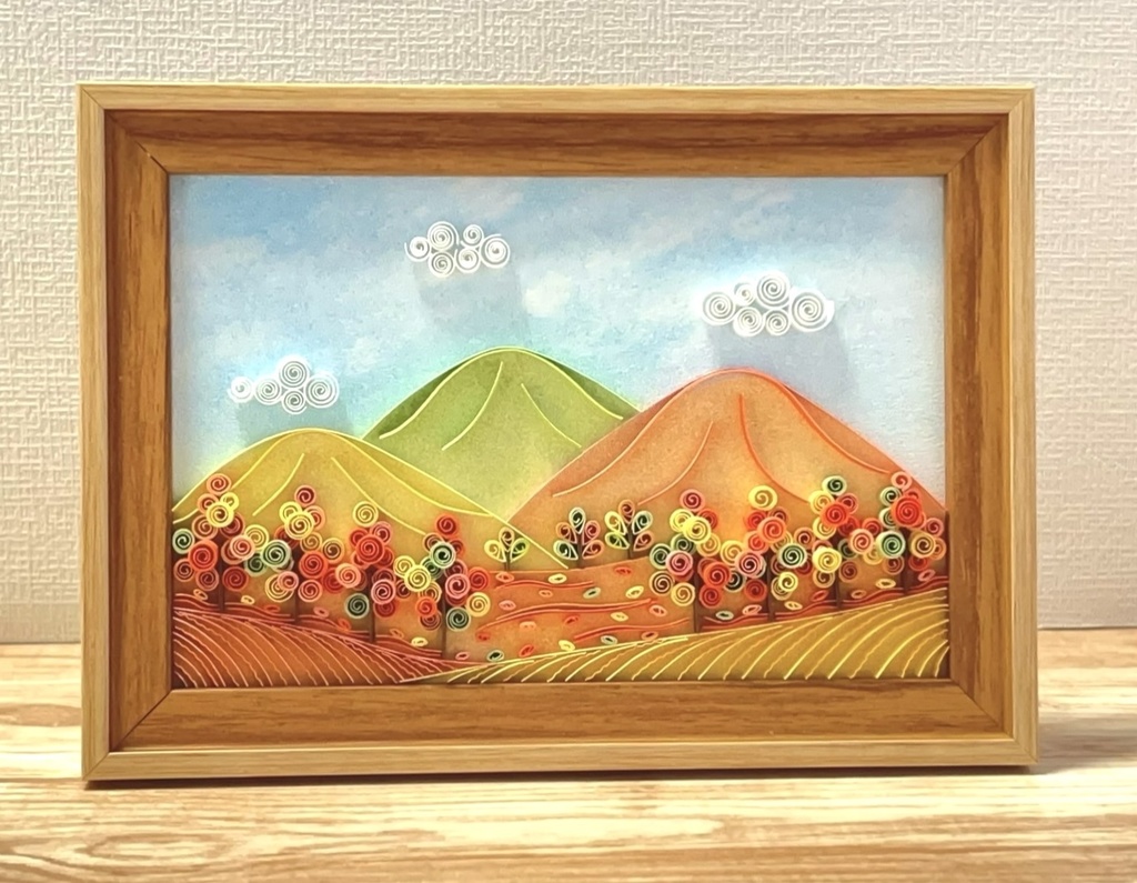 ペーパークイリング　アート　のどかな秋の風景