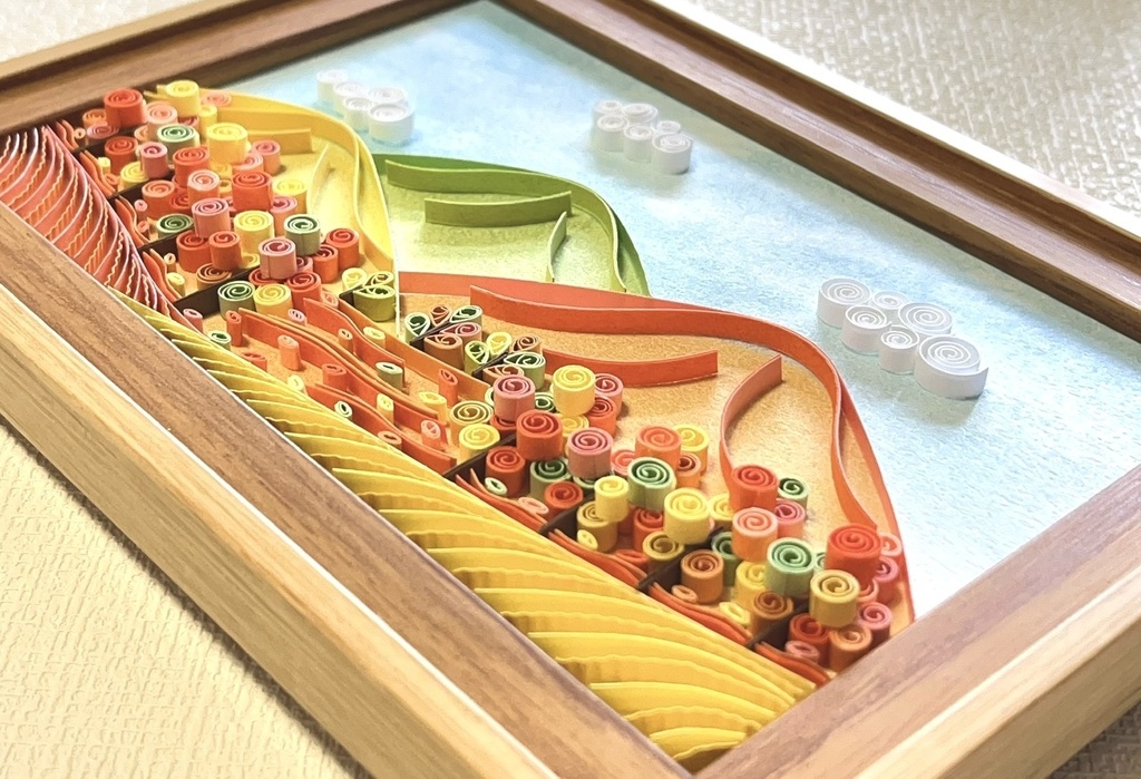 ペーパークイリング アート のどかな秋の風景