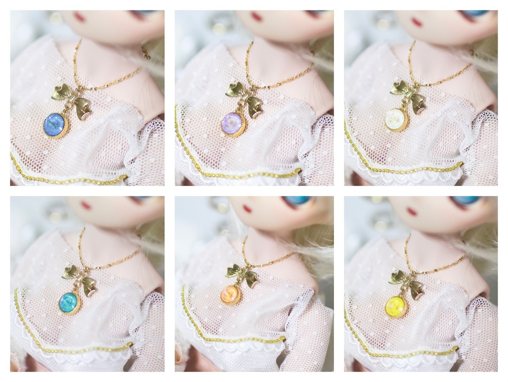 大粒スワロのリボンチャームネックレス