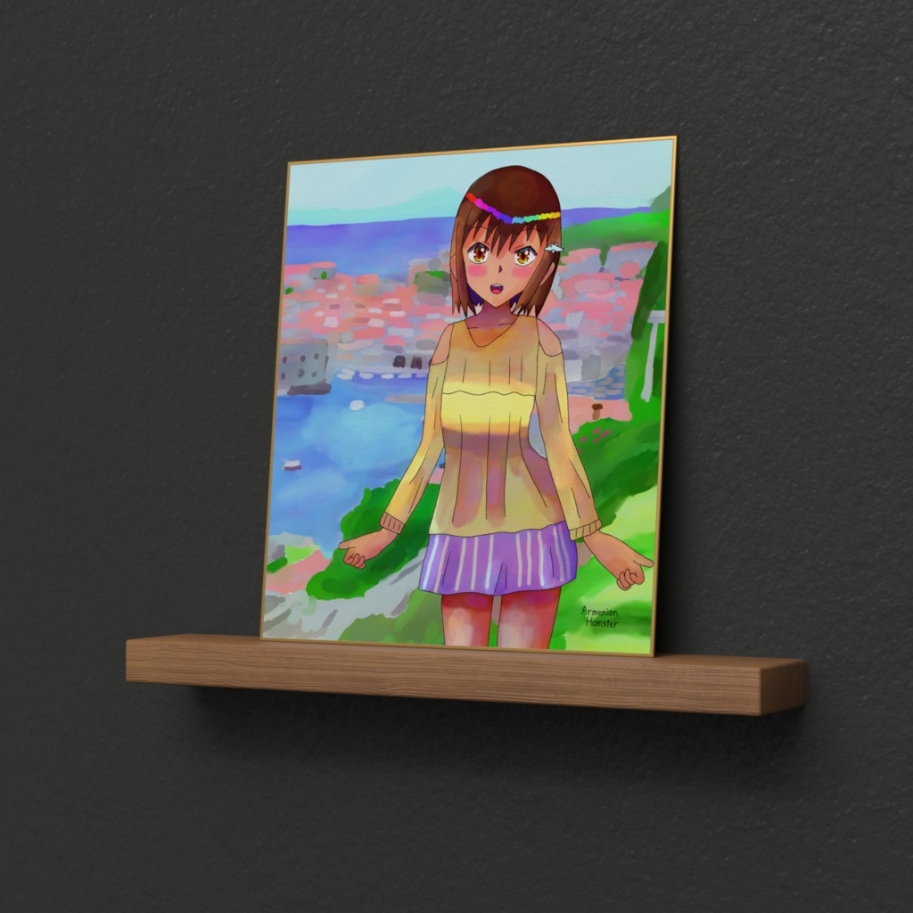 海沿いの町1・色紙