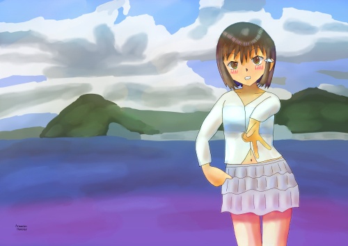海と入道雲と少女１・JPG高解像度ファイル