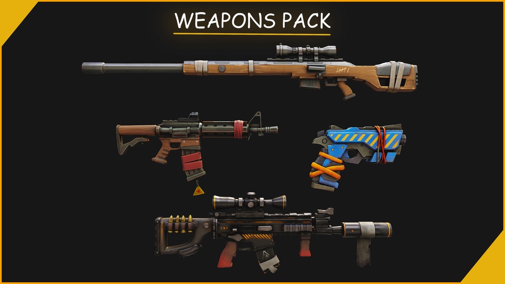 Stylized PBR 4 Weapons Pack Collection__ 様式化されたPBR 4武器パックコレクション