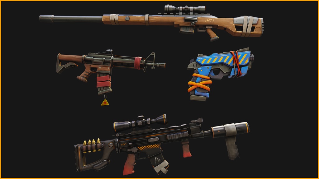 Stylized PBR 4 Weapons Pack Collection__ 様式化されたPBR 4武器パックコレクション