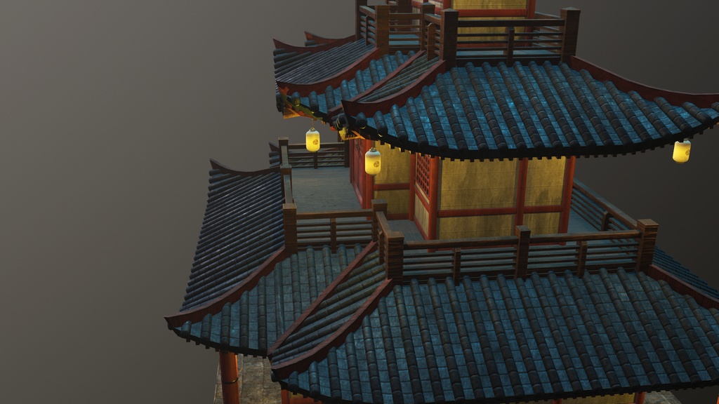 Asian Japanese traditional Building 3d Model_アジアの日本のアンティークの伝統的な建物