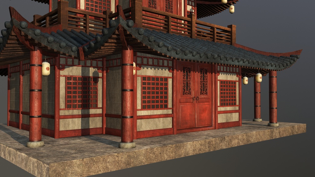 Asian Japanese traditional Building 3d Model_アジアの日本のアンティークの伝統的な建物