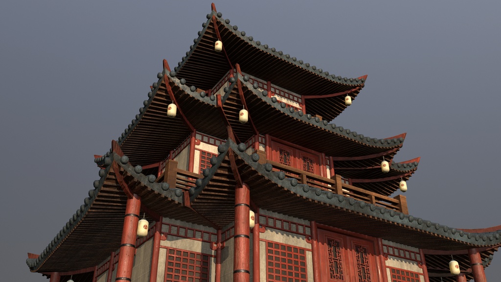 Asian Japanese traditional Building 3d Model_アジアの日本のアンティークの伝統的な建物