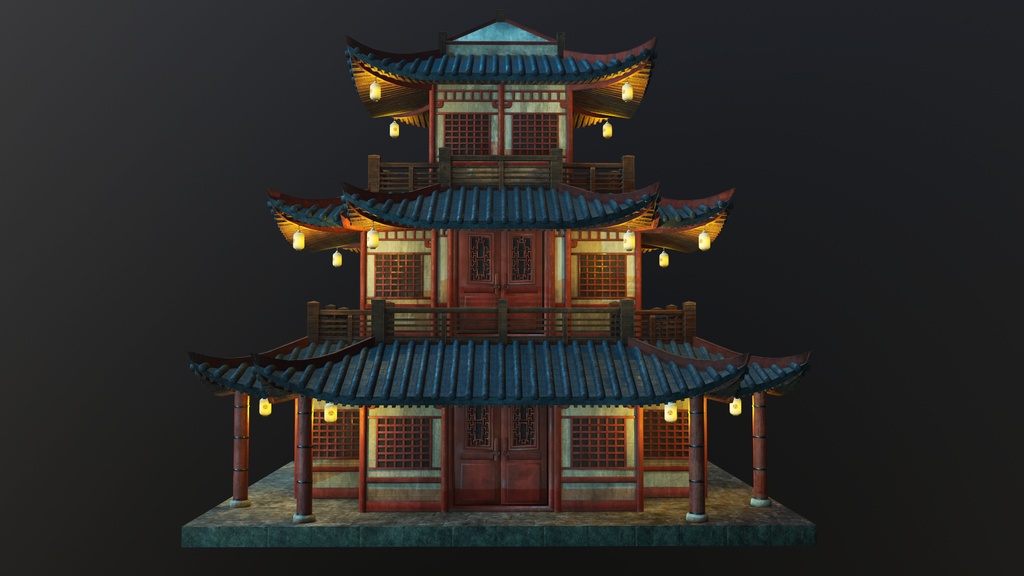 Asian Japanese traditional Building 3d Model_アジアの日本のアンティークの伝統的な建物