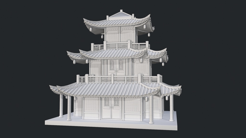Asian Japanese traditional Building 3d Model_アジアの日本のアンティークの伝統的な建物