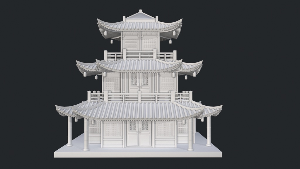Asian Japanese traditional Building 3d Model_アジアの日本のアンティークの伝統的な建物