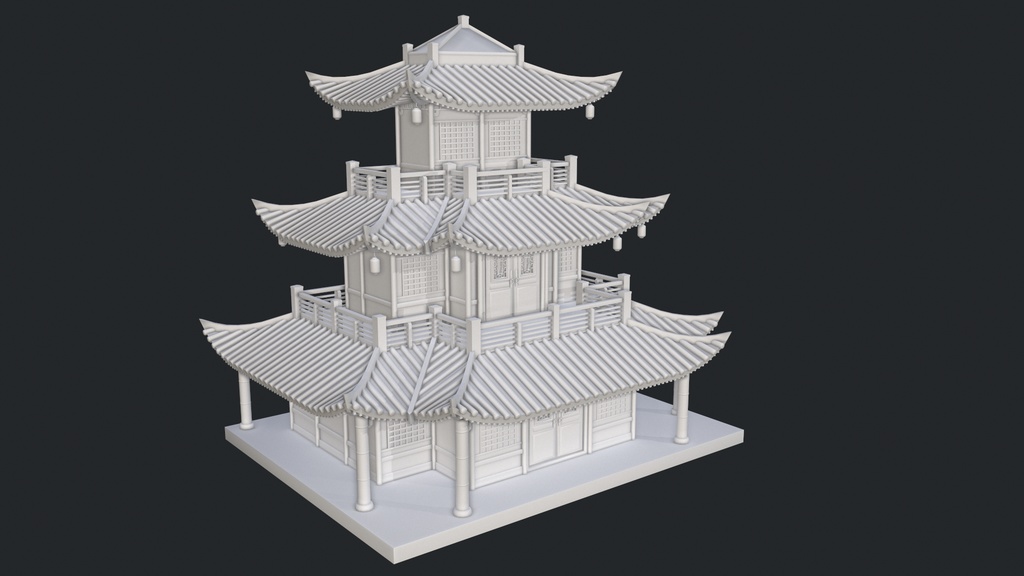 Asian Japanese traditional Building 3d Model_アジアの日本のアンティークの伝統的な建物