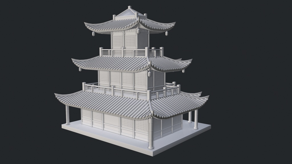 Asian Japanese traditional Building 3d Model_アジアの日本のアンティークの伝統的な建物