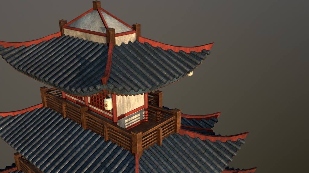 Asian Japanese traditional Building 3d Model_アジアの日本のアンティークの伝統的な建物