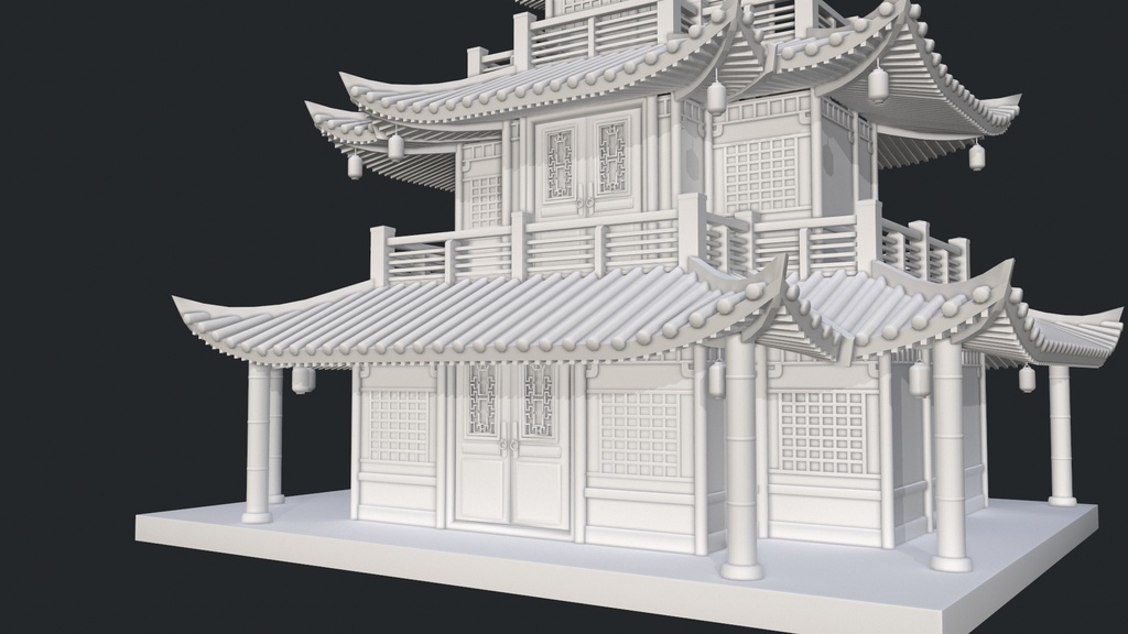 Asian Japanese traditional Building 3d Model_アジアの日本のアンティークの伝統的な建物