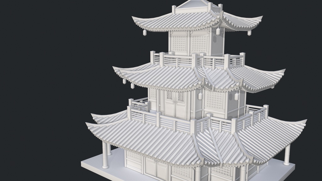 Asian Japanese traditional Building 3d Model_アジアの日本のアンティークの伝統的な建物