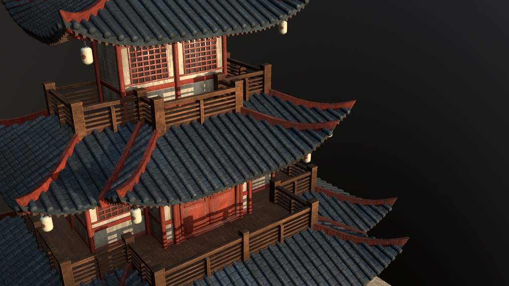 Asian Japanese traditional Building 3d Model_アジアの日本のアンティークの伝統的な建物