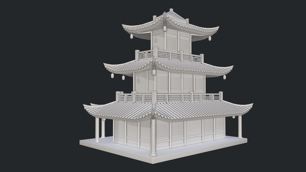 Asian Japanese traditional Building 3d Model_アジアの日本のアンティークの伝統的な建物