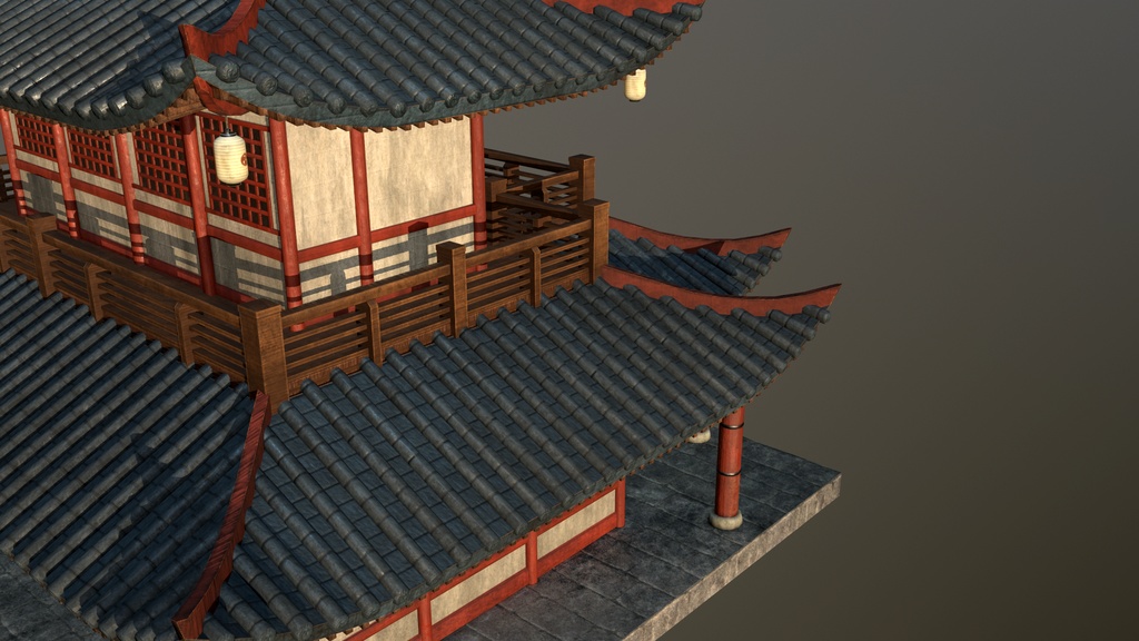 Asian Japanese traditional Building 3d Model_アジアの日本のアンティークの伝統的な建物