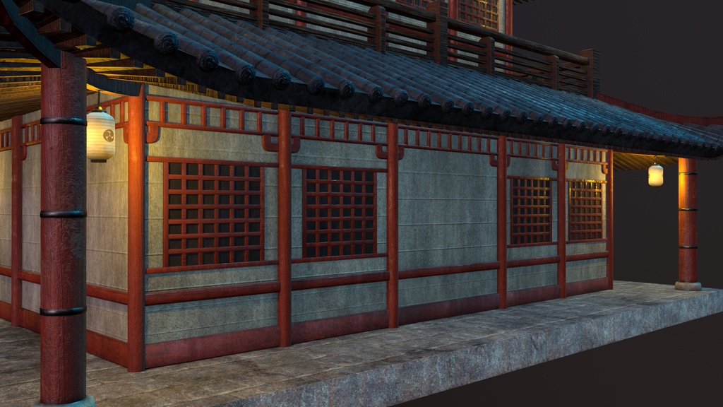 Asian Japanese traditional Building 3d Model_アジアの日本のアンティークの伝統的な建物