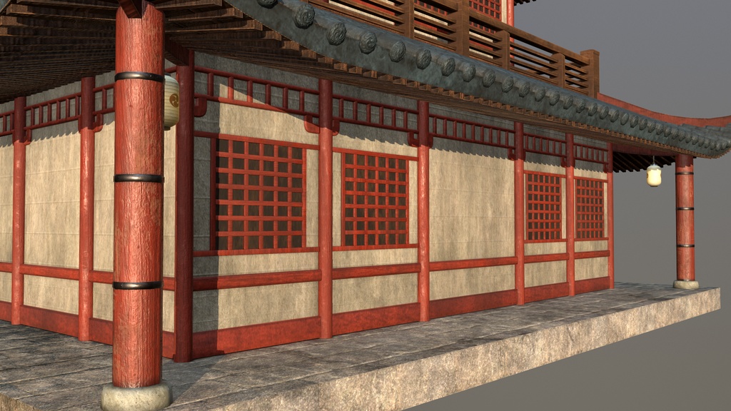 Asian Japanese traditional Building 3d Model_アジアの日本のアンティークの伝統的な建物