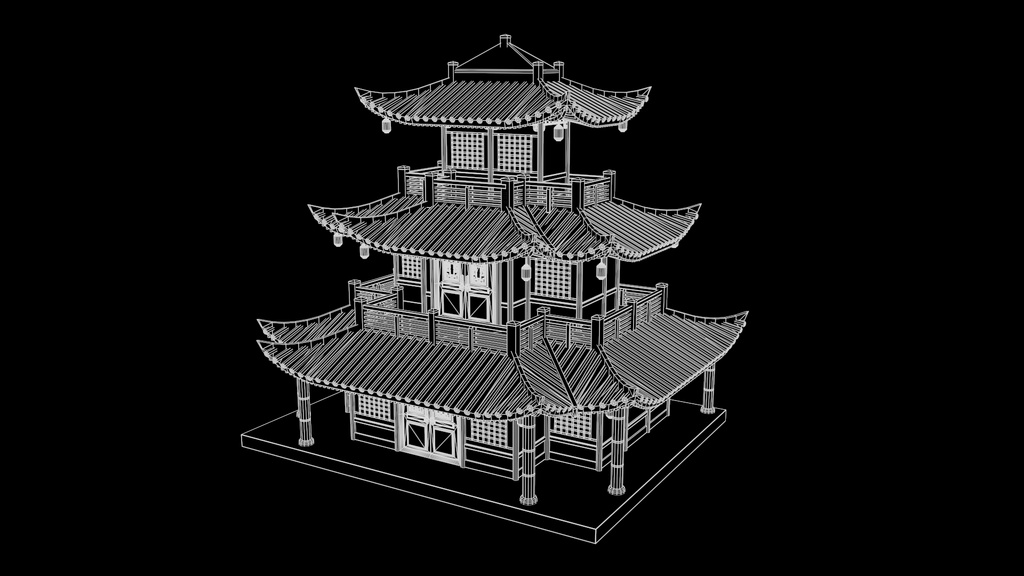 Asian Japanese traditional Building 3d Model_アジアの日本のアンティークの伝統的な建物