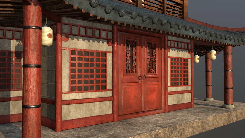 Asian Japanese traditional Building 3d Model_アジアの日本のアンティークの伝統的な建物