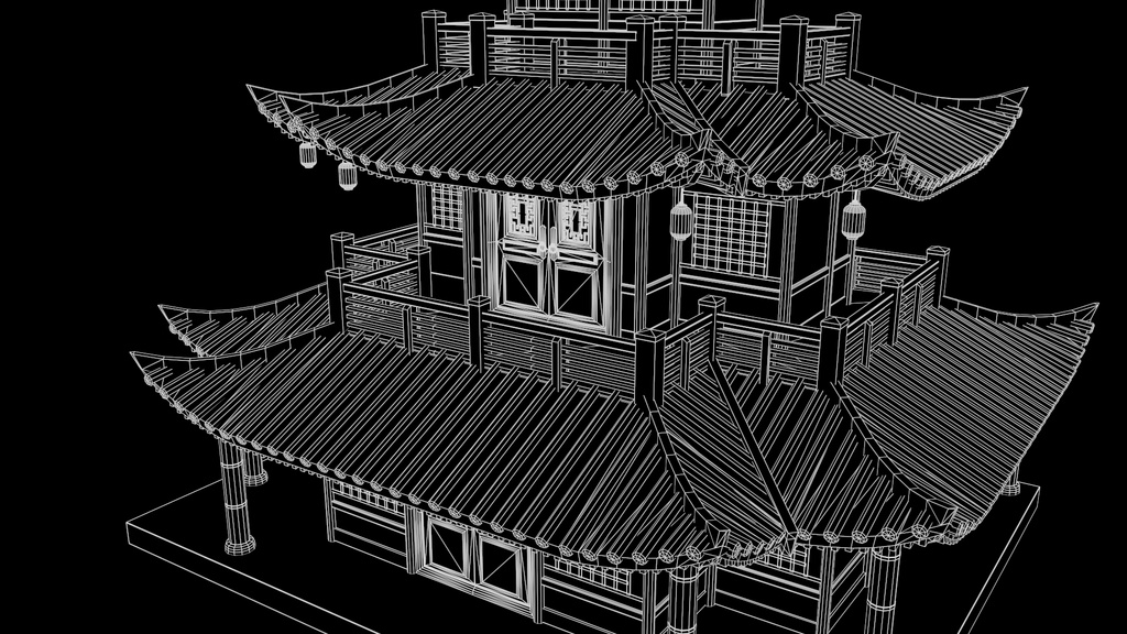 Asian Japanese traditional Building 3d Model_アジアの日本のアンティークの伝統的な建物