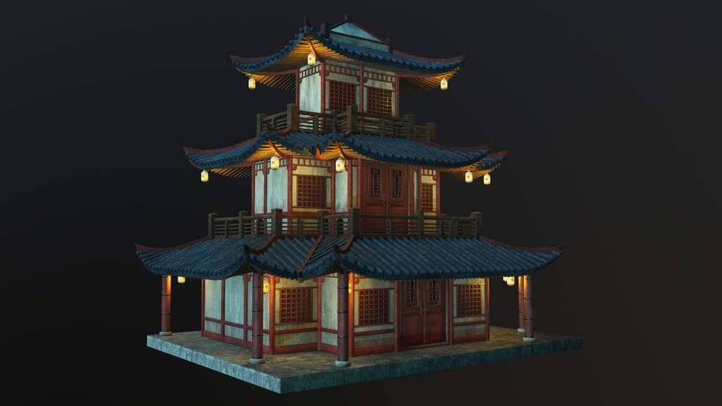 Asian Japanese traditional Building 3d Model_アジアの日本のアンティークの伝統的な建物
