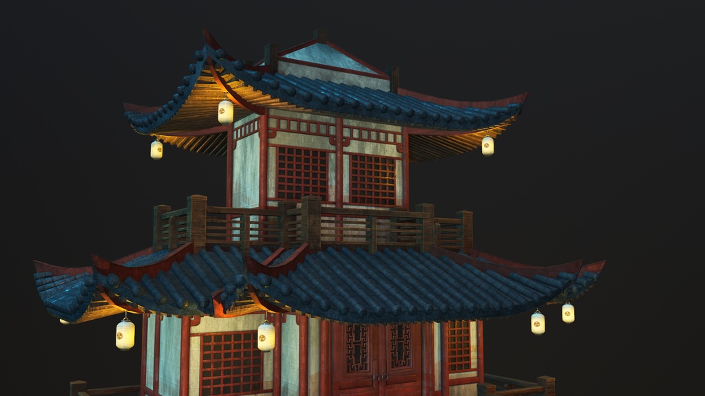 Asian Japanese traditional Building 3d Model_アジアの日本のアンティークの伝統的な建物