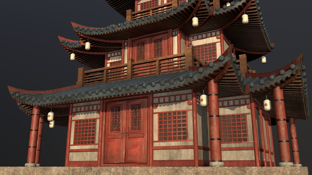 Asian Japanese traditional Building 3d Model_アジアの日本のアンティークの伝統的な建物