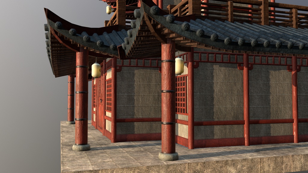Asian Japanese traditional Building 3d Model_アジアの日本のアンティークの伝統的な建物