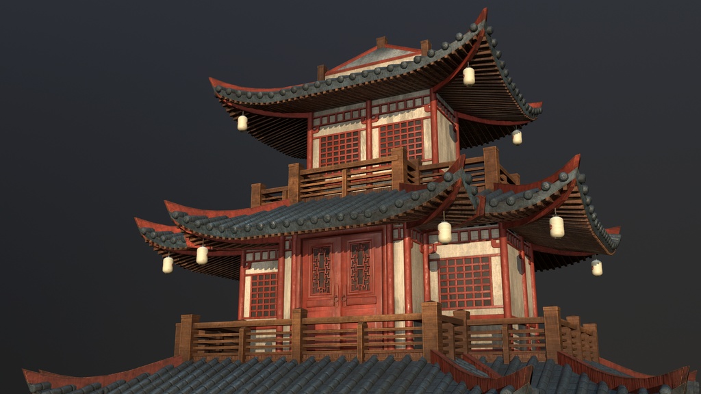Asian Japanese traditional Building 3d Model_アジアの日本のアンティークの伝統的な建物