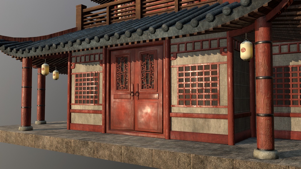 Asian Japanese traditional Building 3d Model_アジアの日本のアンティークの伝統的な建物
