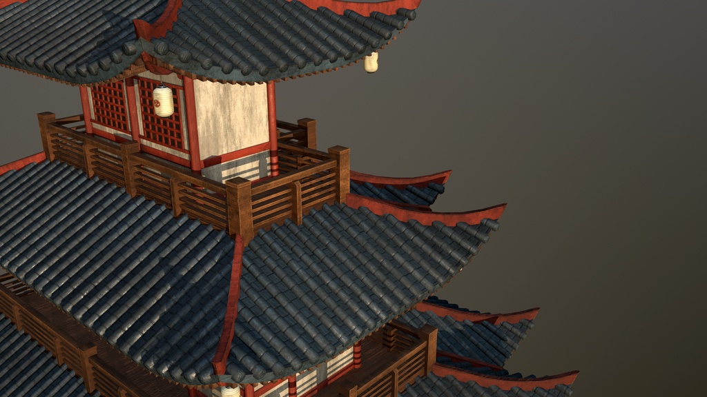 Asian Japanese traditional Building 3d Model_アジアの日本のアンティークの伝統的な建物