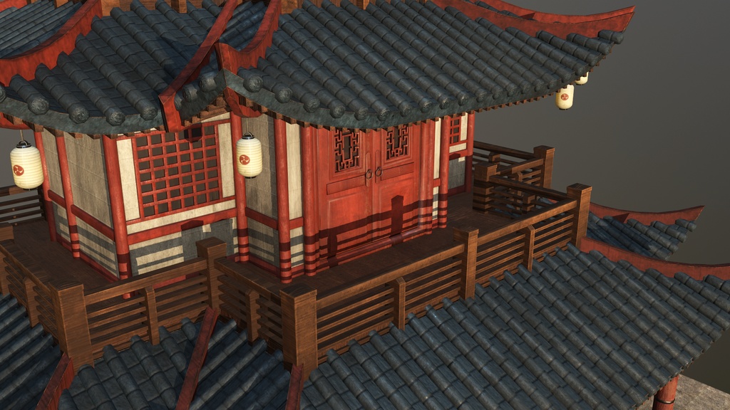 Asian Japanese traditional Building 3d Model_アジアの日本のアンティークの伝統的な建物