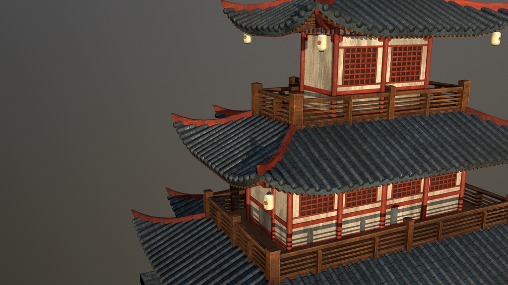 Asian Japanese traditional Building 3d Model_アジアの日本のアンティークの伝統的な建物