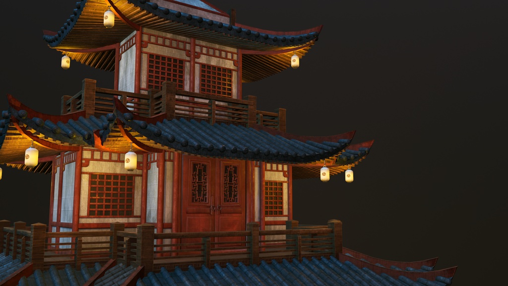 Asian Japanese traditional Building 3d Model_アジアの日本のアンティークの伝統的な建物