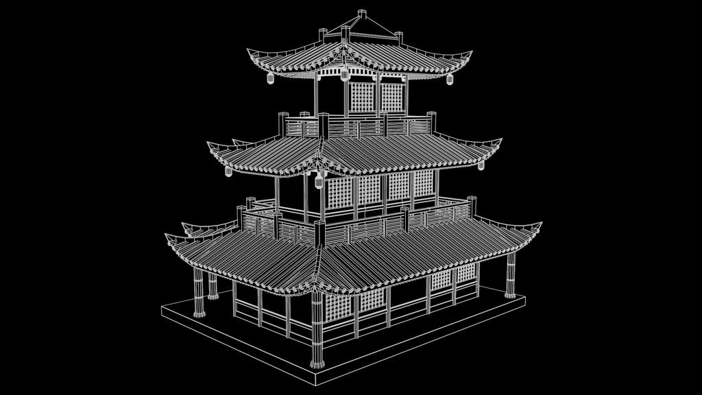Asian Japanese traditional Building 3d Model_アジアの日本のアンティークの伝統的な建物