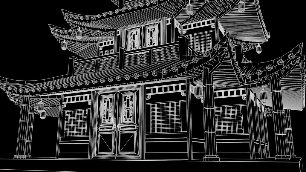 Asian Japanese traditional Building 3d Model_アジアの日本のアンティークの伝統的な建物