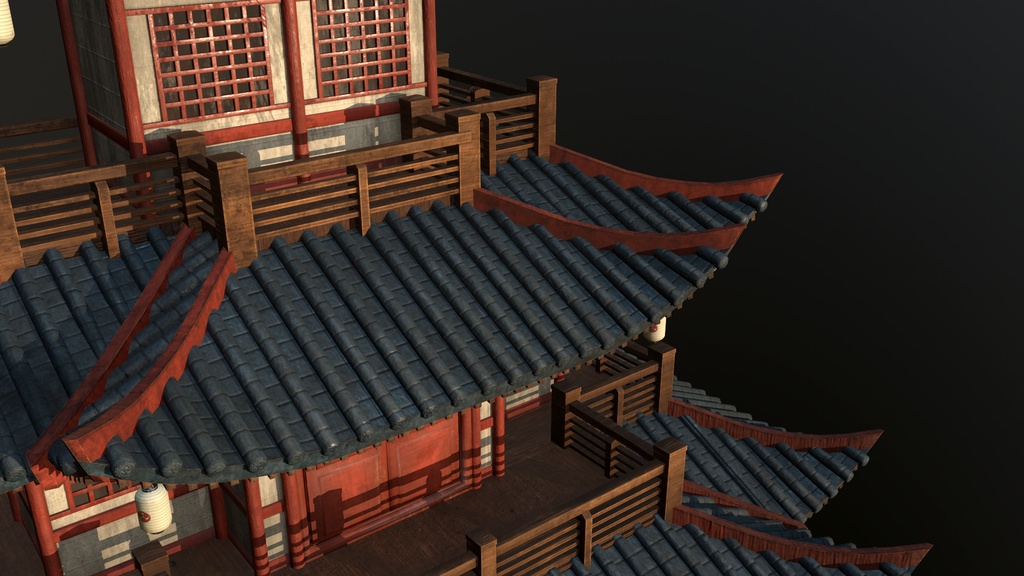 Asian Japanese traditional Building 3d Model_アジアの日本のアンティークの伝統的な建物