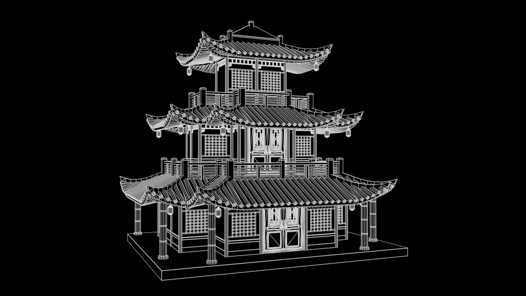 Asian Japanese traditional Building 3d Model_アジアの日本のアンティークの伝統的な建物