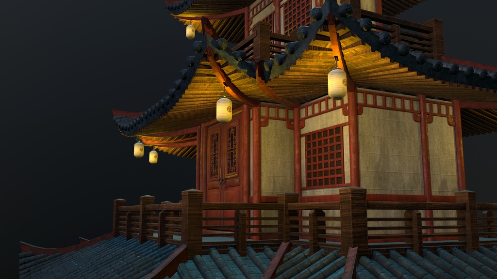 Asian Japanese traditional Building 3d Model_アジアの日本のアンティークの伝統的な建物