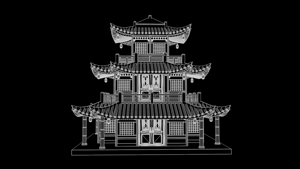 Asian Japanese traditional Building 3d Model_アジアの日本のアンティークの伝統的な建物