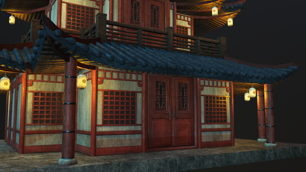 Asian Japanese traditional Building 3d Model_アジアの日本のアンティークの伝統的な建物